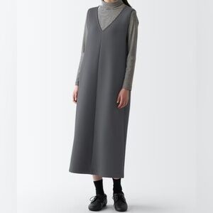 Muji Double Knitted Sweatshirt Jumper Midi Dress in Gray Women’s Size XS